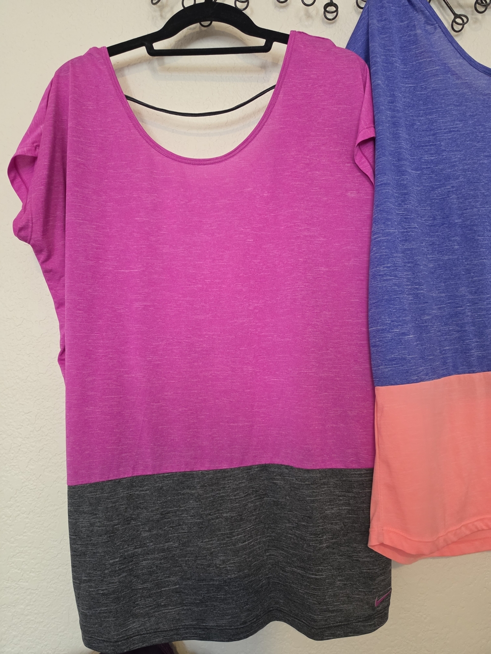 Nike Pink and Dark Gray Colorblock Short Sleeve Tee